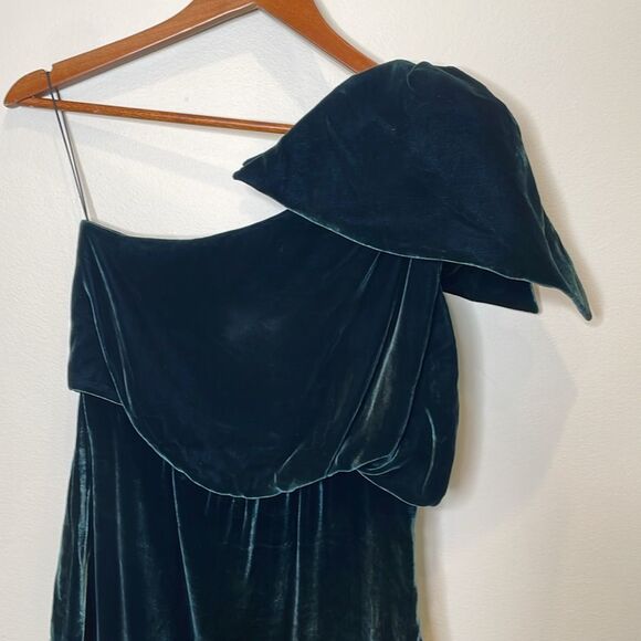 Nellie Partow Velvet One Shoulder Dress Size Small - Picture 2 of 6